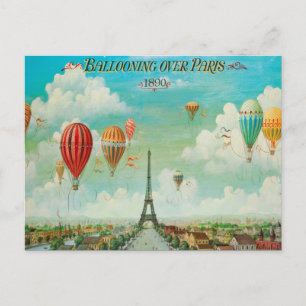 Ballonvaren over het Paris Vintage Travel Briefkaa Briefkaart