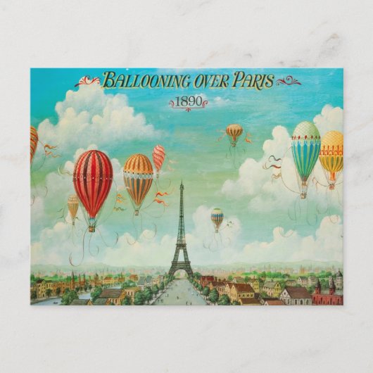Ballonvaren over het Paris Vintage Travel Briefkaa Briefkaart (Voorkant)