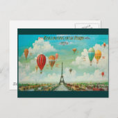 Ballonvaren over het Paris Vintage Travel Briefkaa Briefkaart (Voorkant / Achterkant)