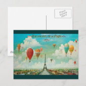Ballonvaren over het Paris Vintage Travel Briefkaa Briefkaart (Voorkant / Achterkant)