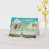 Ballonvaren over Paris Vintage Travel Kaart (Gele Bloem)