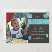 Ballonverjaardag voor jongens bedankkaart (Voorkant)