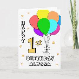Ballonvulling 1e verjaardag Kaart