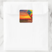 Ballonzonsondergang Vierkante Sticker (Tas)