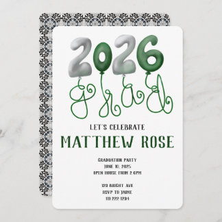 Balloon 2025 Grad Invitation Kaart