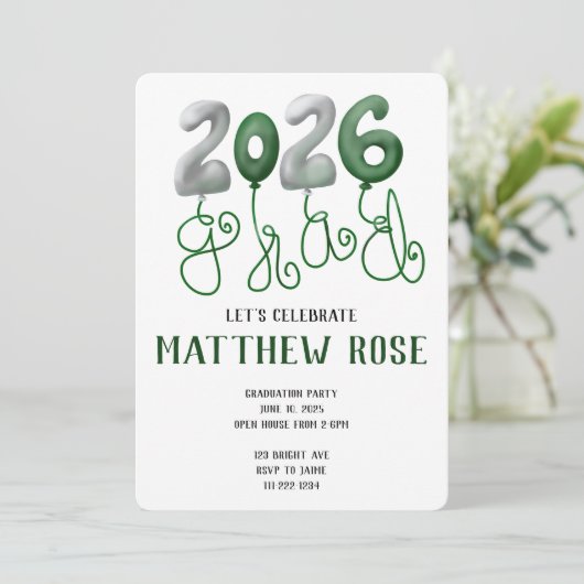 Balloon 2025 Grad Invitation Kaart (Staand voorkant)