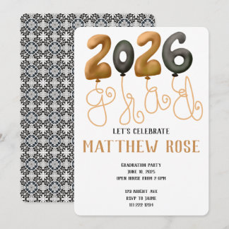 Balloon 2026 Grad Invitation Kaart