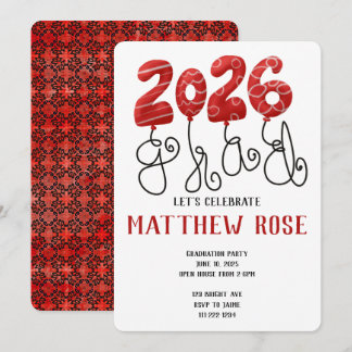 Balloon 2026 Grad Invitation Kaart