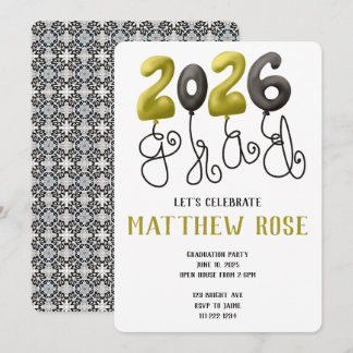 Balloon 2026 Grad Invitation Kaart