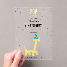 Balloon Animals Giraffe Kids Birthday Party Theme Acryl Uitnodigingen