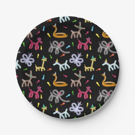 Balloon Animals Kids Birthday Party Theme Papieren Bordje (Voorkant)