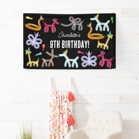 Balloon Animals Kids Birthday Party Theme Spandoek (Insitu)