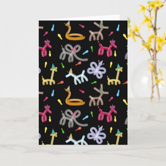 Balloon Animals Kids Party Theme Kaart (Gele Bloem)