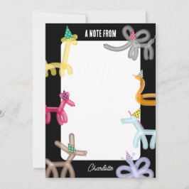Balloon Animals Kids Party Theme Notitiekaartje