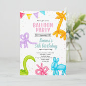 Balloon Animals party invitation Kaart (Staand voorkant)