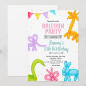 Balloon Animals party invitation Kaart (Voorkant / Achterkant)