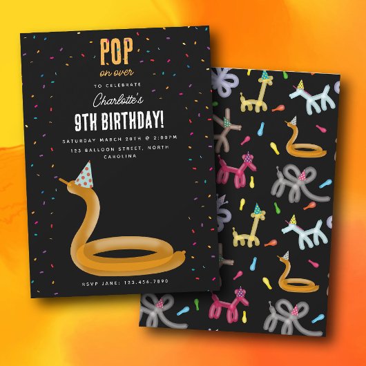 Balloon Animals Snake Kids Birthday Party Theme Kaart