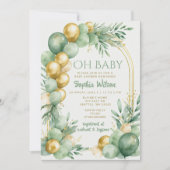 Balloon Arch Sage Gold Genderneutraal Baby shower Kaart (Voorkant)
