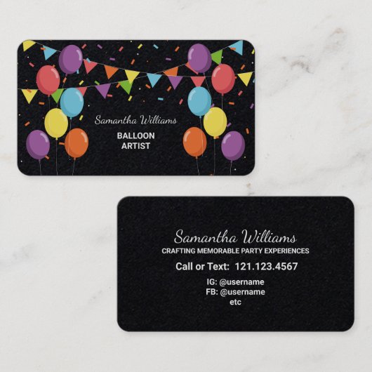 🎈 Balloon Artist Premium Visitekaartje (Voorkant / Achterkant)