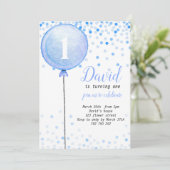 Balloon Baby Boy 1e verjaardag Eerste Confetti Kaart (Staand voorkant)