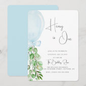 Balloon Baby Boy 1st Birthday First Uitnodiging (Voorkant / Achterkant)