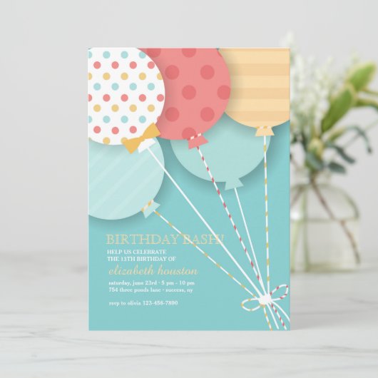 Balloon Bouquet 2 Uitnodiging (Staand voorkant)