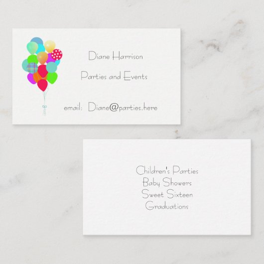 Balloon Bouquet Visitekaartje (Voorkant / Achterkant)
