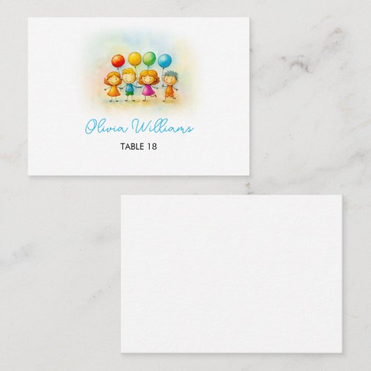 Balloon Buddies Bash Boy 1st Birthday Party Place Plaatskaartje (Voorkant / Achterkant)