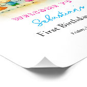 Balloon Buddies Bash Boy 1st Birthday Party Sign Foto Afdruk (Hoek)