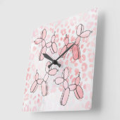 Balloon Dog Pattern Vierkante Klok (Hoek)