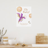 Balloon Fairy Dragon Bottle Baby shower Welkom Poster (Keuken)