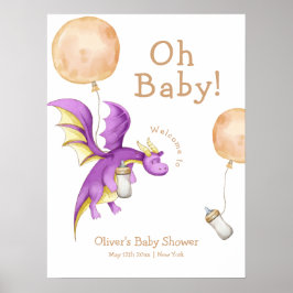Balloon Fairy Dragon Bottle Baby shower Welkom Poster