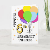 Balloon Filled 6th Birthday Card Kaart (Voorkant)