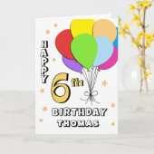 Balloon Filled 6th Birthday Card Kaart (Gele Bloem)