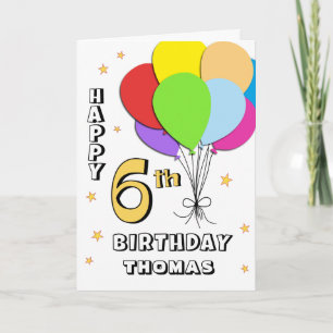 Balloon Filled 6th Birthday Card Kaart