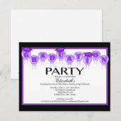 Balloon Graduation Party Invitation Paarse Pet Uitnodiging Briefkaart (Voorkant / Achterkant)