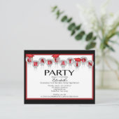 Balloon Graduation Party Invitation Red Afstudeerd Uitnodiging Briefkaart (Staand voorkant)