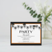 Balloon Graduation Party Invitation Zwart Afstudee Uitnodiging Briefkaart (Staand voorkant)