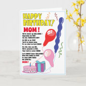 BALLOON Happy Birthday MOM-kaart schattig Kaart (Gele Bloem)