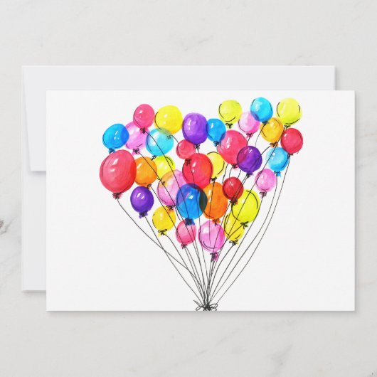 BALLOON LOVE Girl 1e verjaardag uitnodiging roze r (Achterkant)