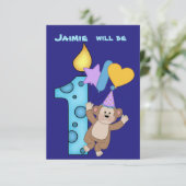 Balloon Monkey 1e Verjaardag Feest Uitnodiging (Staand voorkant)