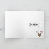 Balloon Mouse Groen Happy 2e Verjaardag Kaart (Binnen)