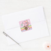 Balloon Mouse op Roze 1e Verjaardagsplein Stickers (Envelop)