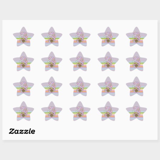 Balloon Mouse Paarse 3e Verjaardag Star Stickers (Vel)