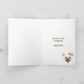 Balloon Mouse Roze Gelukkige 1e Verjaardag Kaart (Binnen)