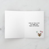 Balloon Mouse Roze Happy 1e Verjaardag Kaart (Binnen)