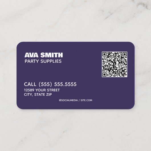 🎈 | Balloon Party Aangepaste QR Visitekaartje (Achterkant)