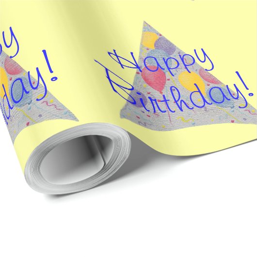 Balloon Party Petten Happy Birthday Wrapping Paper Cadeaupapier (Rol Hoek)