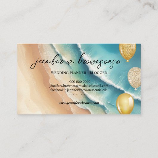 Balloon Party Planner Ocean Beach Zee Visitekaartje (Achterkant)