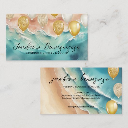 Balloon Party Planner Ocean Beach Zee Visitekaartje (Voorkant / Achterkant)